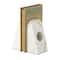 6" White Marble Geometric Curved Pyramid Decorative Bookends